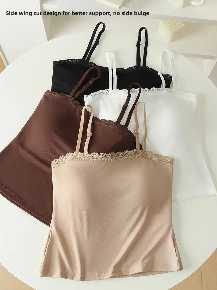   여성 2025 신상 센세이션 발 베스트 여성 여름 브라 인티메이티드 스트랩 베이스 레이어 가슴 패드 포함