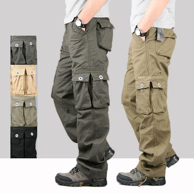 Spring Autumn Men\'s Cargo Pants Cotton Casual Long Trousers New Plus Multi Pocket Pantalon Homme Men Fashion Tactical Pants Men