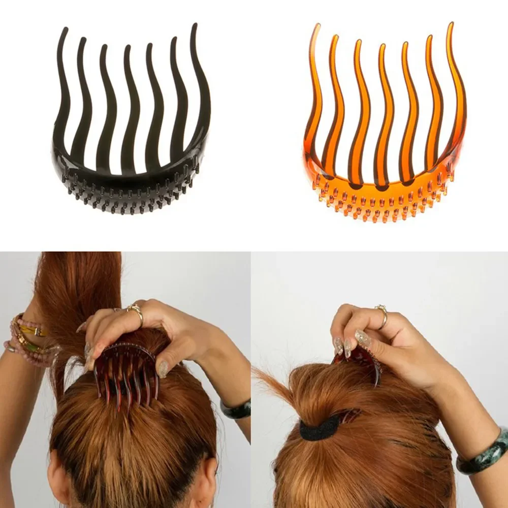 2Color Fluffy Stick Bun Hairpin Women Hair Styling Clip Ponytail Bump It UP Insert Comb Clip Barrette Plastic Hair Braiding Tool