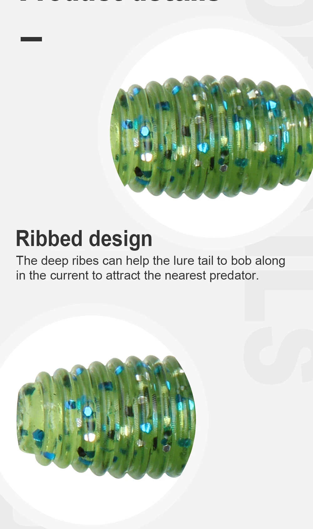 Spinpoler Ajing Weiche Angelköder Rockfish 10 teile/los 0,3g 36mm Twin Tail Künstliche Wobbler Ocean Rock Silikon Shad Wurm Köder – Detail 3