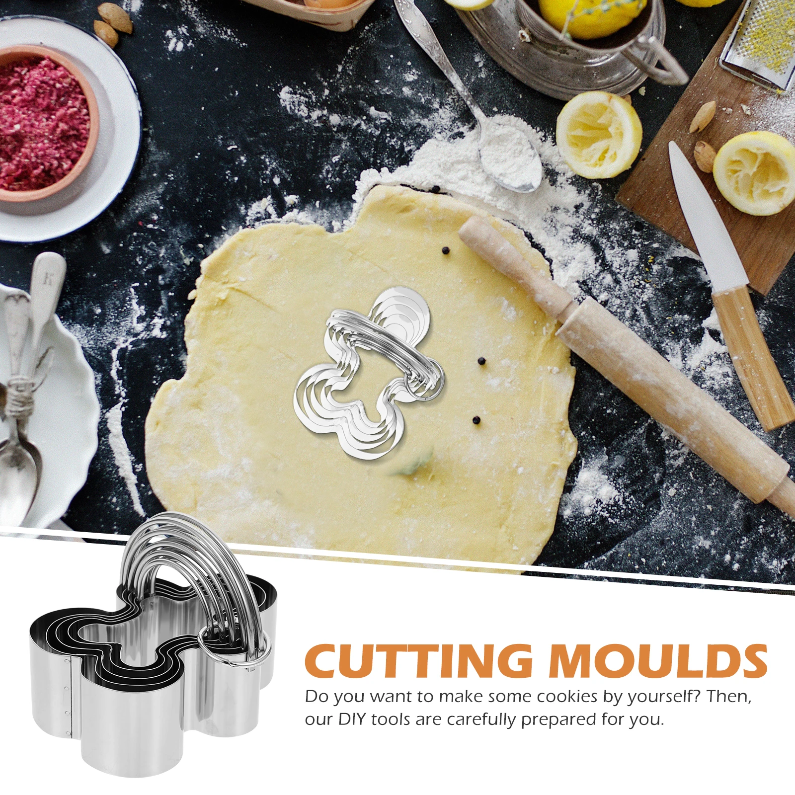 

1 set Stainless Steel Cookie Cutters Baking Molds Set Reusable Smooth Edges Light Weight Multiple Sizes for Cookies