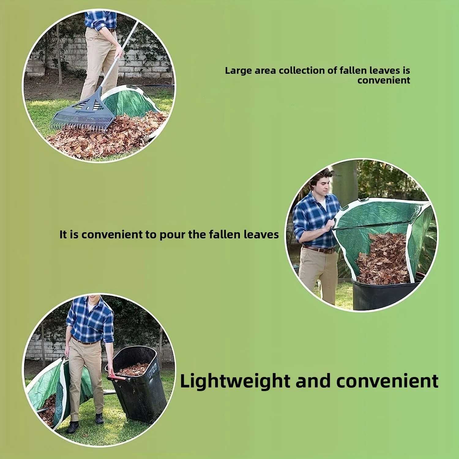 البستنة في الهواء الطلق طوي ورقة جامع المنبثقة جولة ورقة مجرفة حديقة القمامة جمع