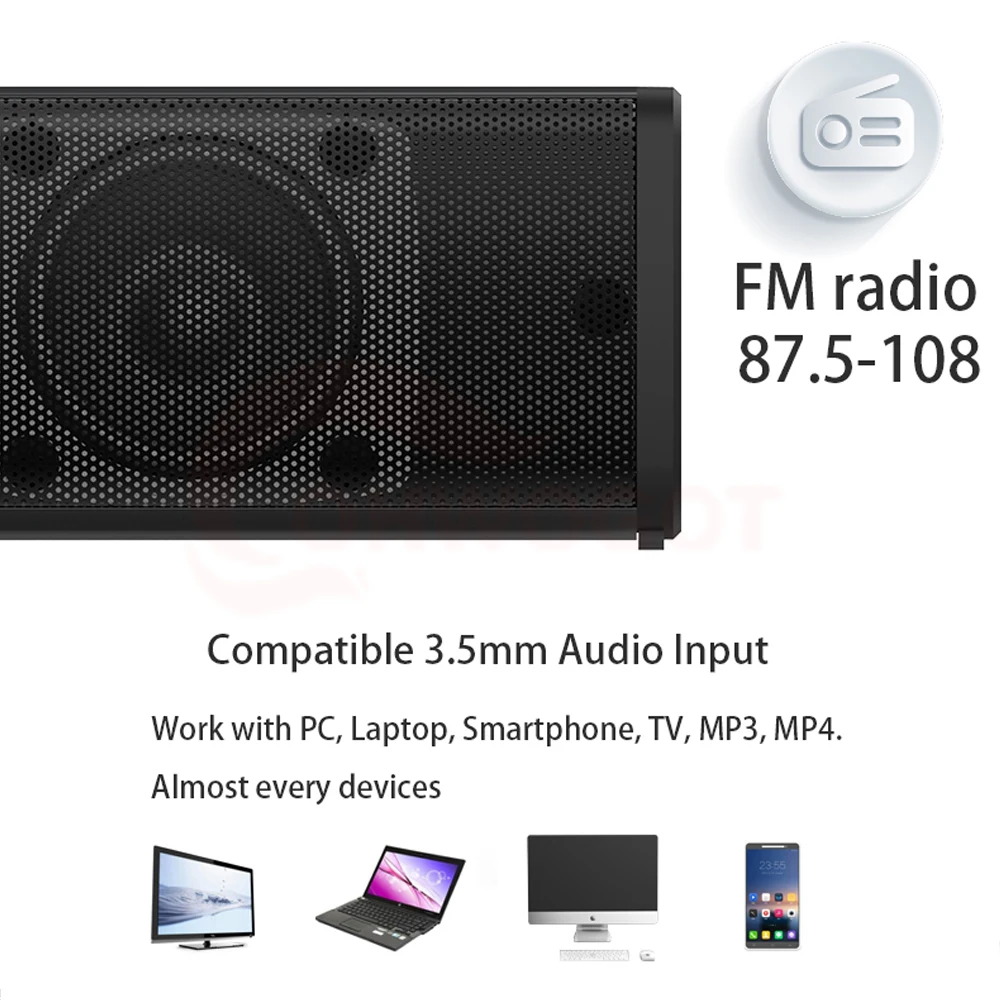 Głośnik TV Bezprzewodowy głośnik Bluetooth Oddzielny soundbar Kolumna centralna do komputera Subwoofer do telewizora z radiem Fm TF AUX