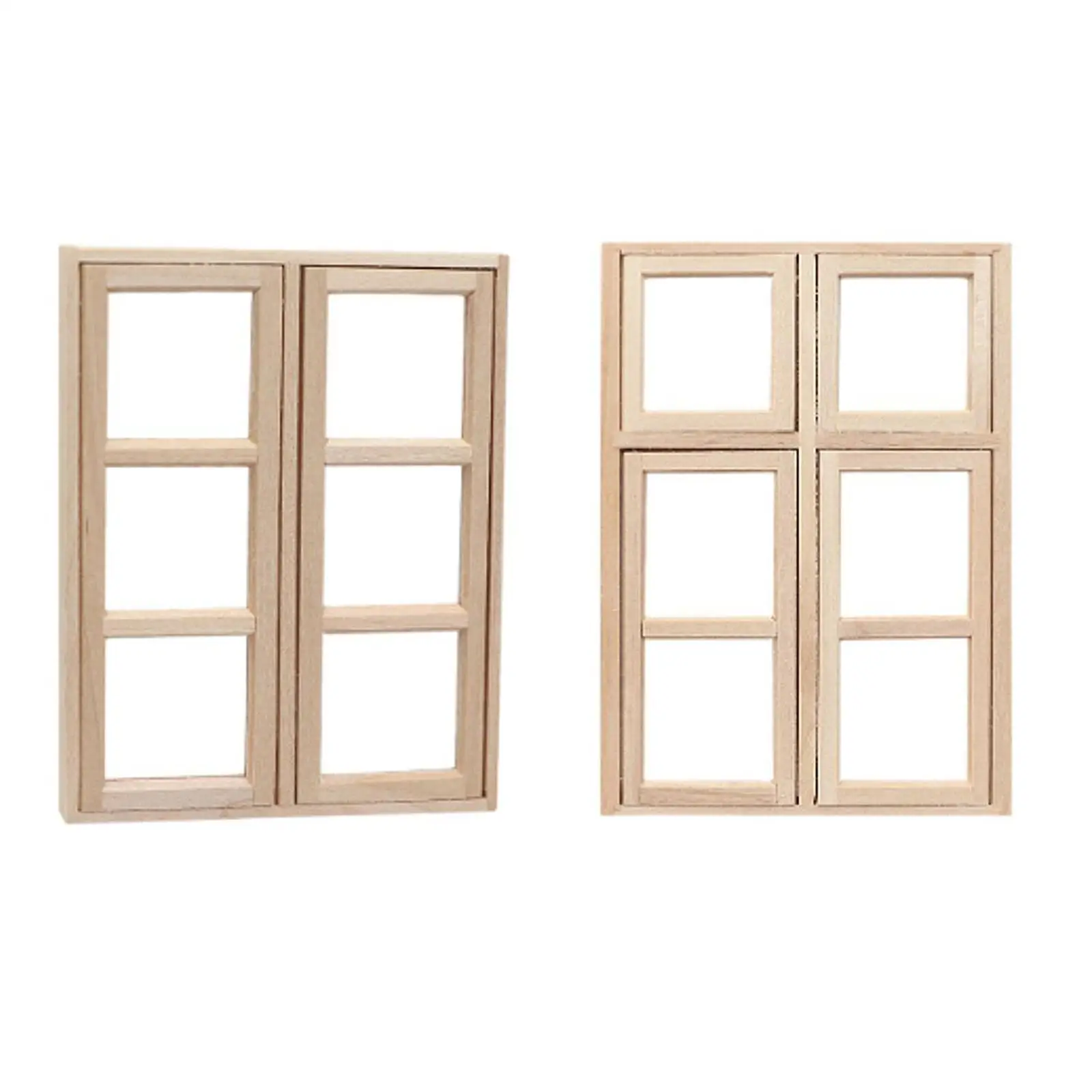 Puppenhausfenster im Maßstab 1:12, Miniaturen, Holzfenstermodellmöbel, Mini-DIY-Fensterläden