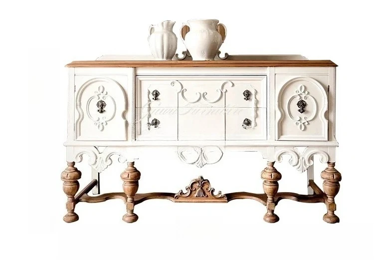 

53American retro solid wood chest cabinet carved dining side cabinet foyer entrance decorative cabinet can be customized