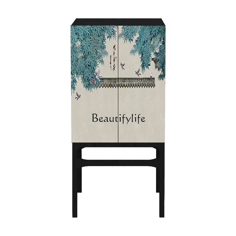 

Chinese-Style Solid Wood Customized Light Luxury Entrance Cabinet Storage Multi-Layer Designer Chest of Drawers