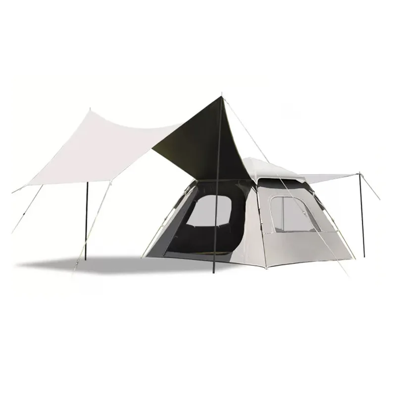 

Heavy-Duty Black-Coated Folding Camping Tent, Waterproof & UV-Resistant, Automatic Pop-Up Canopy Tent, Portable Outdoor Shelter