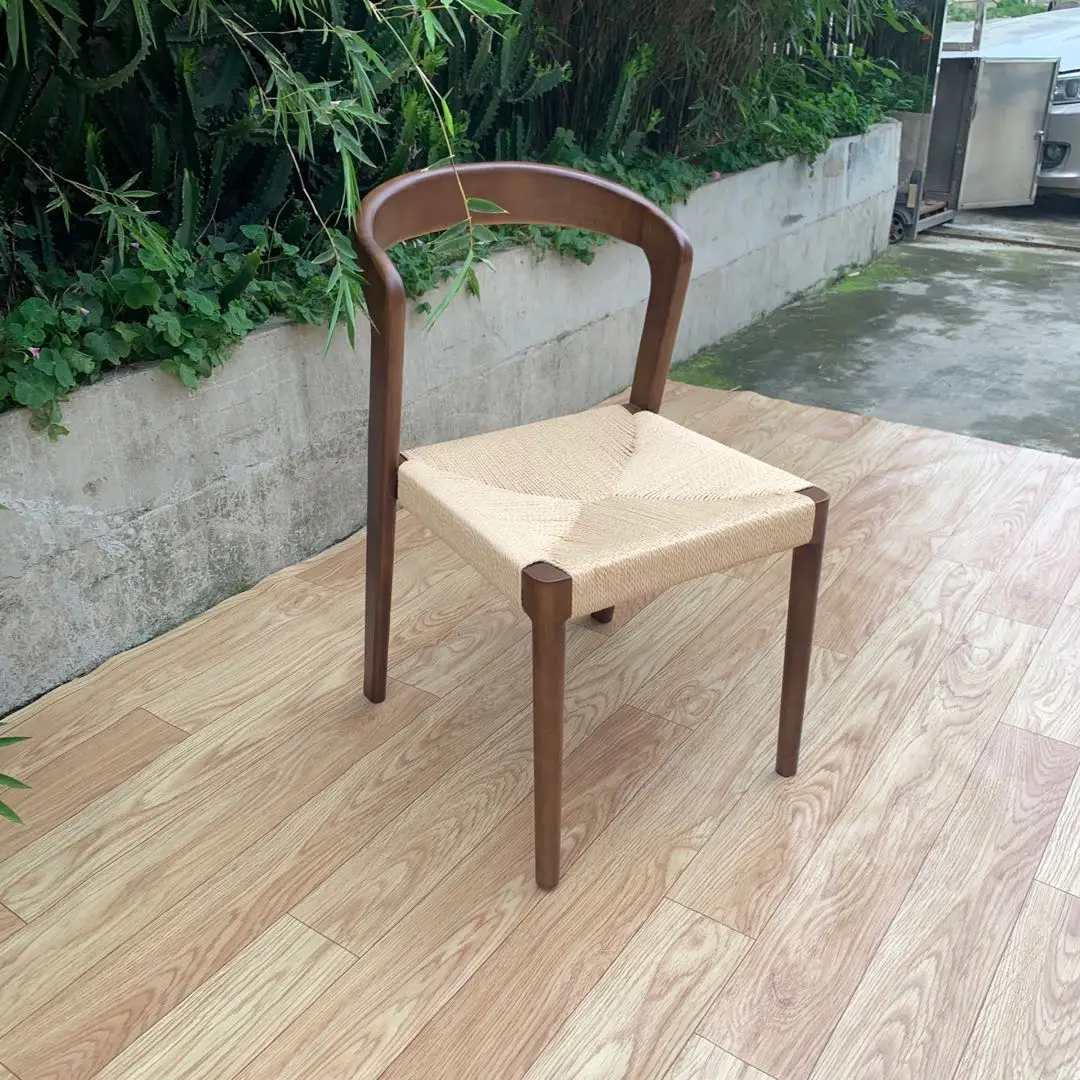 Bestselling Nordic Modern   Brown Natural Wood Cane Wicker Rattan Back Office Garden Chairs Dining Arm Chair