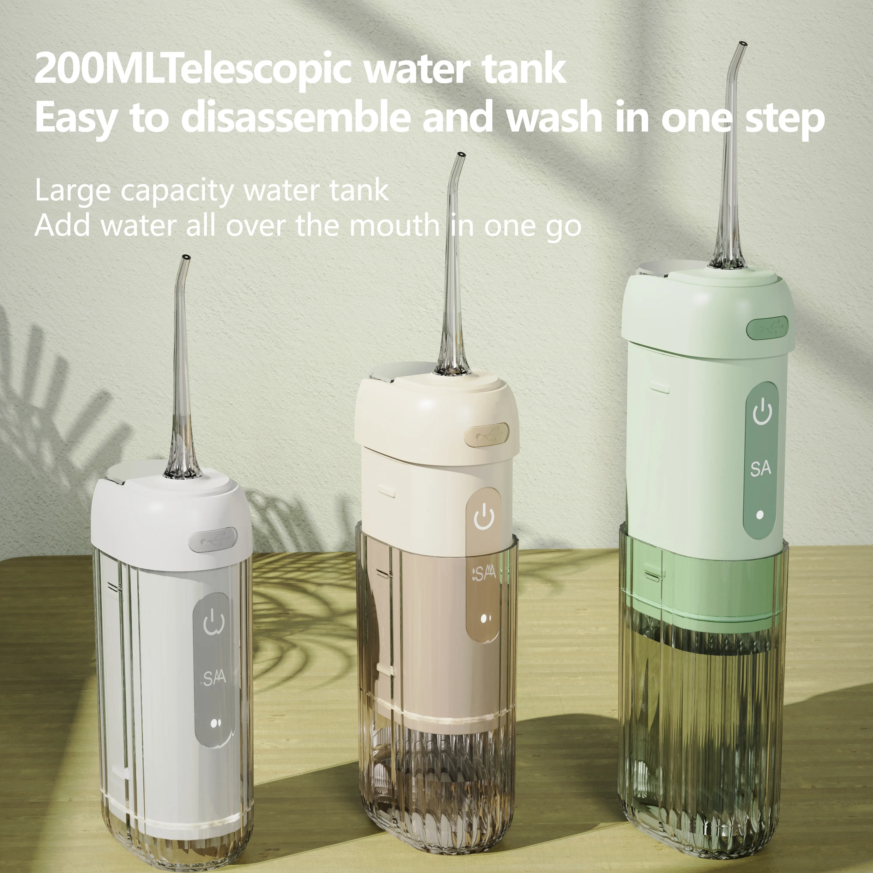 휴대용 구강세정기 무선 치아세척기 200ML 물탱크 IPX7 방수 기능으로 교정기와 잇몸 관리에 적합 썸네일 6