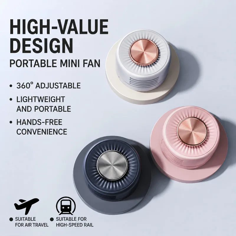 Bladeless Clip-On Mini Fan 360° Rotation 3 Speed Strong Wind USB-C Rechargeable Quiet for Indoor/Outdoor Camping Desk Travel