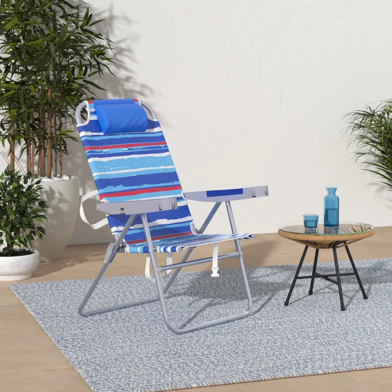 (UUX) كرسي رمل محمول خفيف الوزن قابل للطي للشاطئ للبالغين عالي التحمل بوزن 500 رطل مع حاملات أكواب، عالي UQ قابل للطي #5