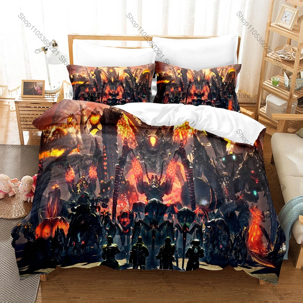 Capcom Sci-Fi Shooter Lost Planet Extreme Condition Akrid Frozen Planet Bedding Set 1 Duvet Cover + 2 Pillowcases HD Print Gamer
