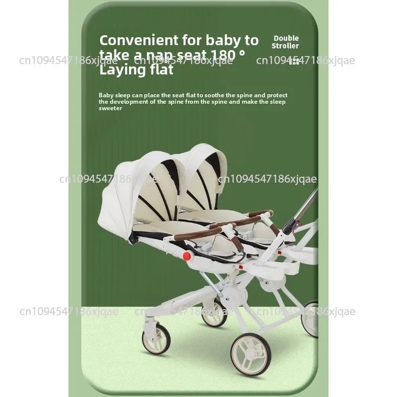 Carrinho infantil duplo leve, sistema de viagem plano, dobrável compacto com armazenamento para bebês viajando