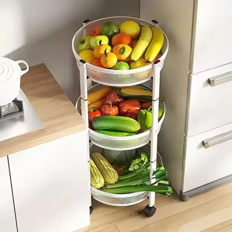 

Foldable Rolling Kitchen Storage Cart Multi Layer Snacks Vegetable Basket Organizer with Wheels Mobile Shelf for Home