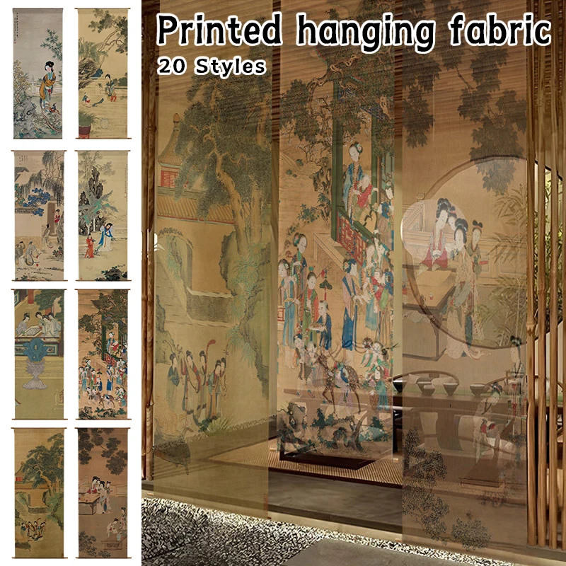 

Chinese Style Zen Scroll Wall Art Painting Aesthetic Vintage Poster Semi-transparent Hanging Cloth Home Ancient Tea Room Decor