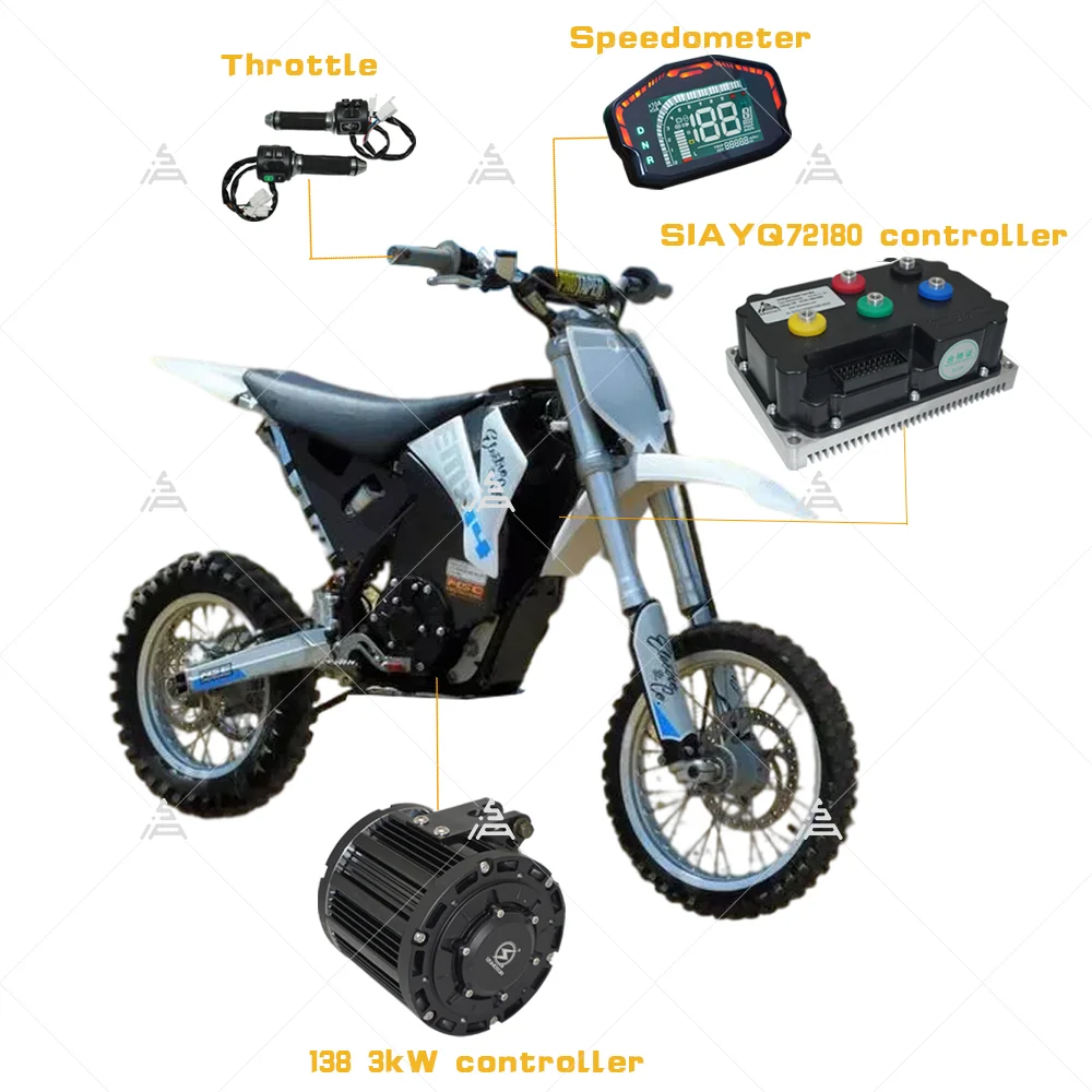 QSMOTOR 138 3000W 70H 6000W Max continuo 72V 100KPH Kit di conversione motore Mid Drive con Controller SIAYQ72180 ND72490