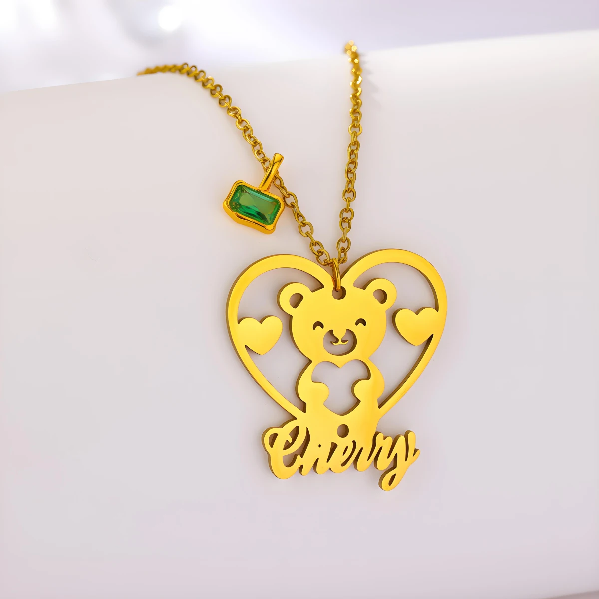 

Chandler Custom Name Cute Bear Pendant Women Necklace Fashion Stainless Steel Korean Jewelry Girl Birthday Party Gift