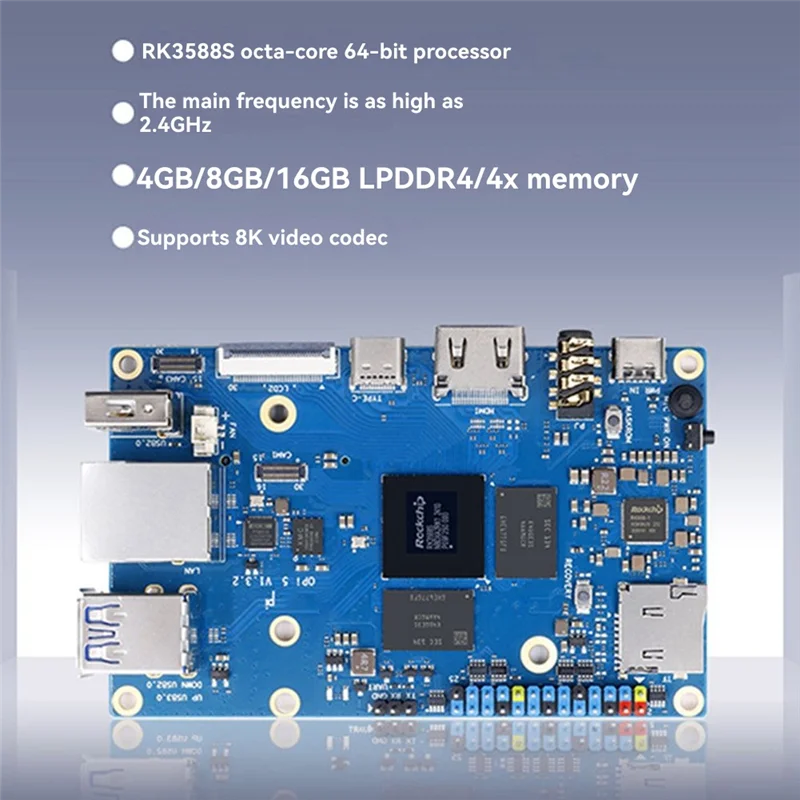 ABMF-Orange Pi 5 4GB RK3588S PCIE 모듈 + 알루미늄 합금 케이스 Wifi + BT SSD 기가비트 이더넷 보드, 안드로이드 데비안 OS 실행 가능