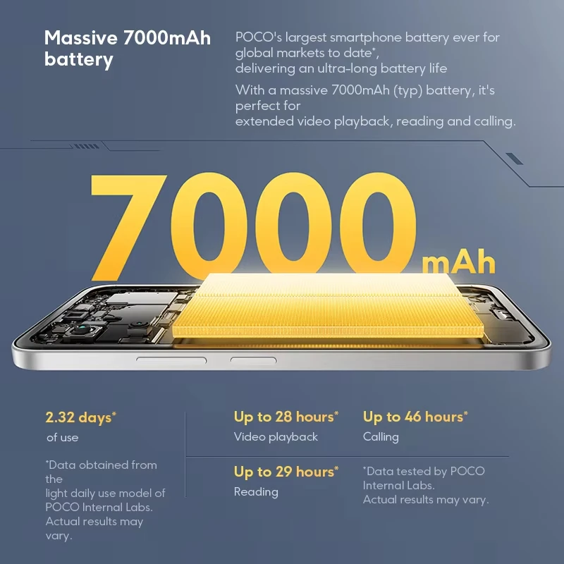 هاتف ذكي POCO M7 4G 6GB/128GB 8GB/256GB NFC الإصدار العالمي 144 هرتز 7000 مللي أمبير في الساعة #6