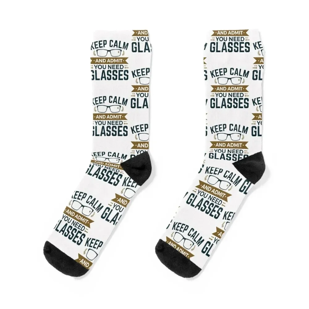 Optometrist Ophthalmologist Optician Keep Calm And Admit You Need Glasses Socks hip hop Stockings Socks Men's Women's