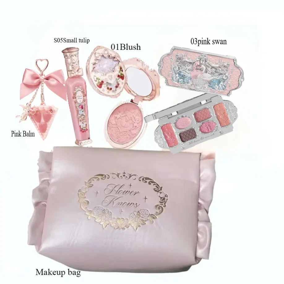 Make-up-Set Flower Knows All in One GiftBox Glitzer-Lidschatten-Palette Langlebige Samt-Lippencreme Mattes Rouge mit Kosmetiktasche