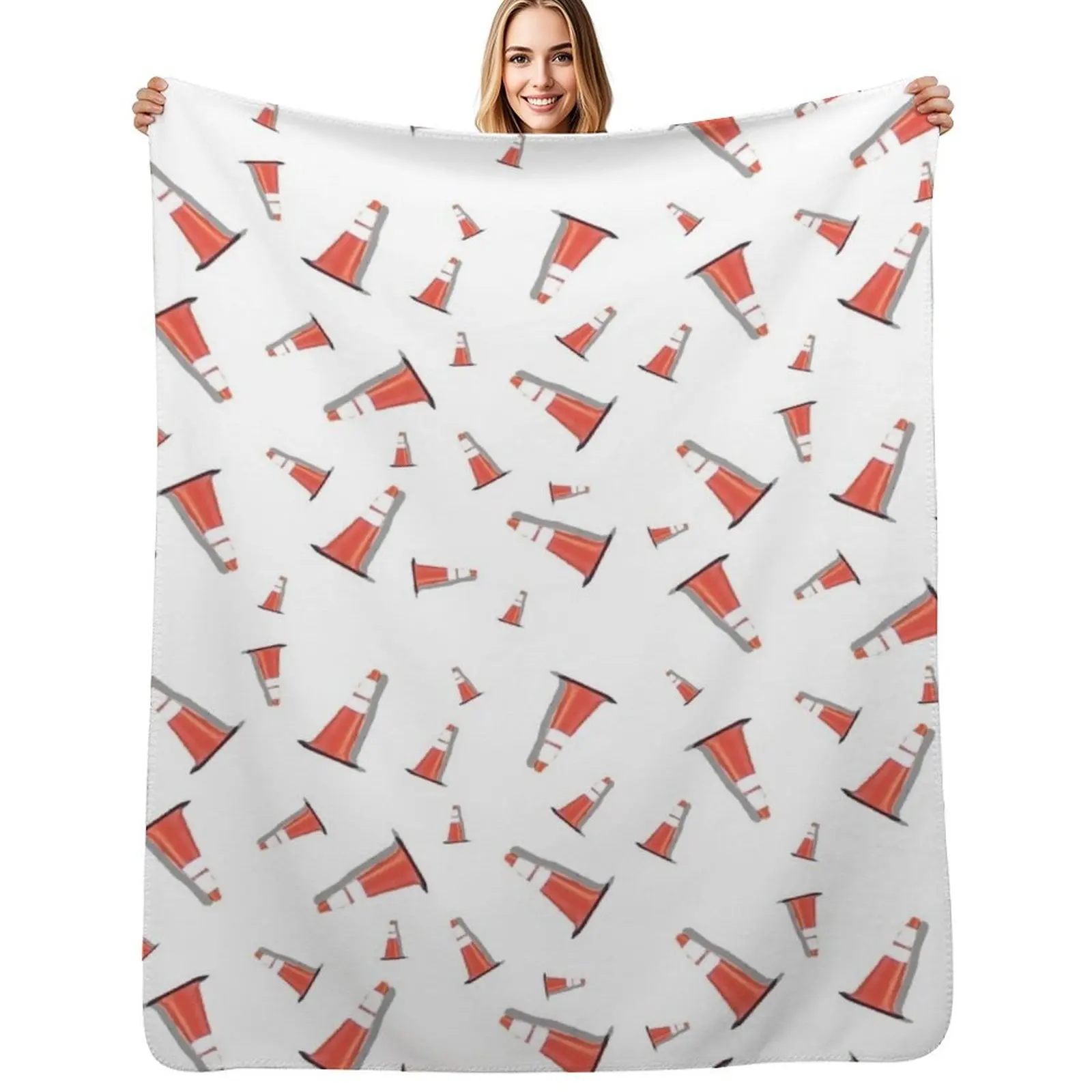 Orange Traffic Cones Throw Blanket Outdoor Soft Blanket for Picnic Beach Camping