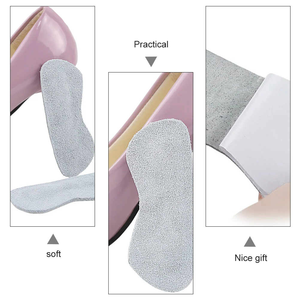 4 Pairs Post after Suede Heel Inserts Grips Cushion Pad Liners Half Insoles Shoe