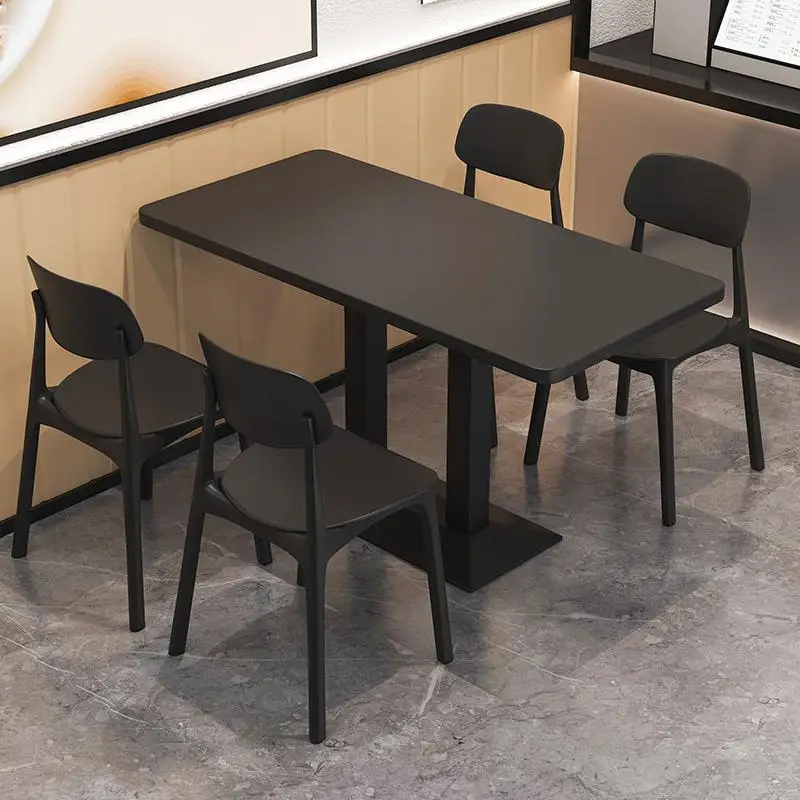 

Fast food table and chair set combination hotel restaurant rectangular table snack bar catering commercial table