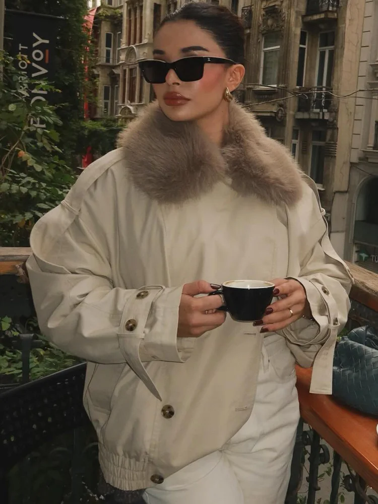 

HH Elegant Women Casual Loose Jackets Autumn Woman Street Style Lapel Double-Breasted Pocket Decoration Slim Short Coats