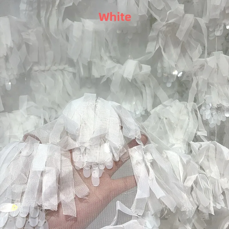 

Chiffon Fringe Sequin Embroidered Tulle Fabric for DIY Sewing Wedding Dress Garment Accessories Clothing Fashion Cloth