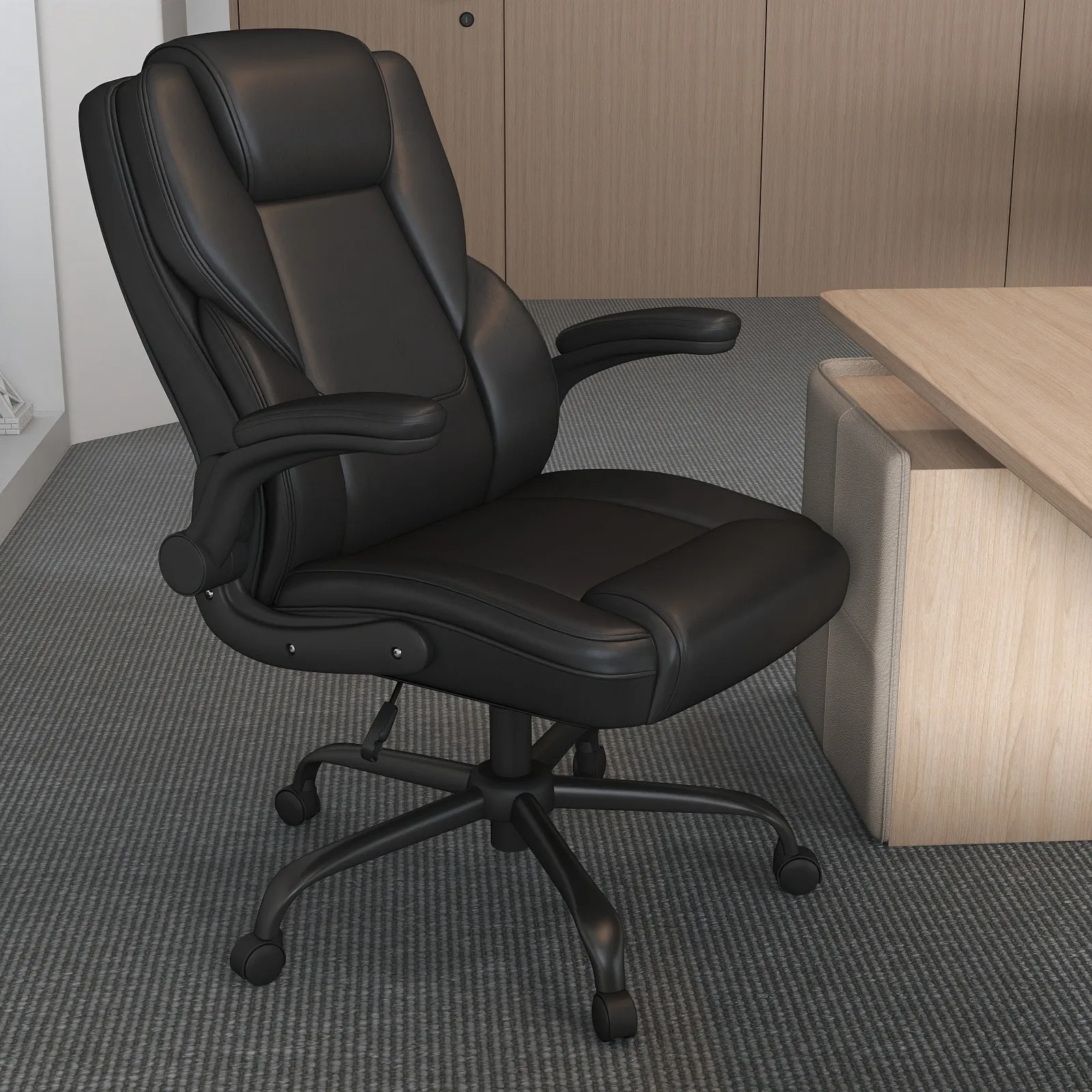 

Офисное кресло с высокой спинкой, эргономичное поворотное компьютерное кресло из искусственной кожи