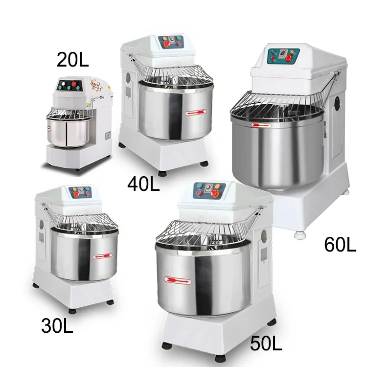 Customized Commercial Food Mixer Spiral Dough Mixer 20L 30L 40L 50L 60L 80L 150L Flour Kneading for Bakery Machine