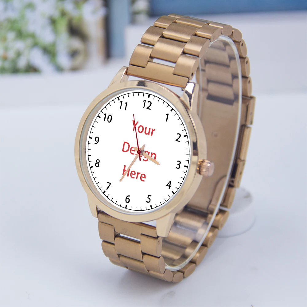 Rosegold Alloy Watch Case Custom Watch Dial Design 45/38 mm DIY Watches Face Universal for Men Women Gift Quartz Souvenirs Watch
