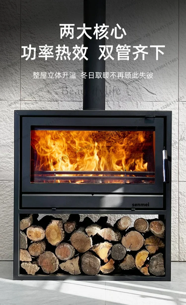 Real fire fireplace heating stove wood burning firewood villa living room decoration self-built house modern IMX2L0