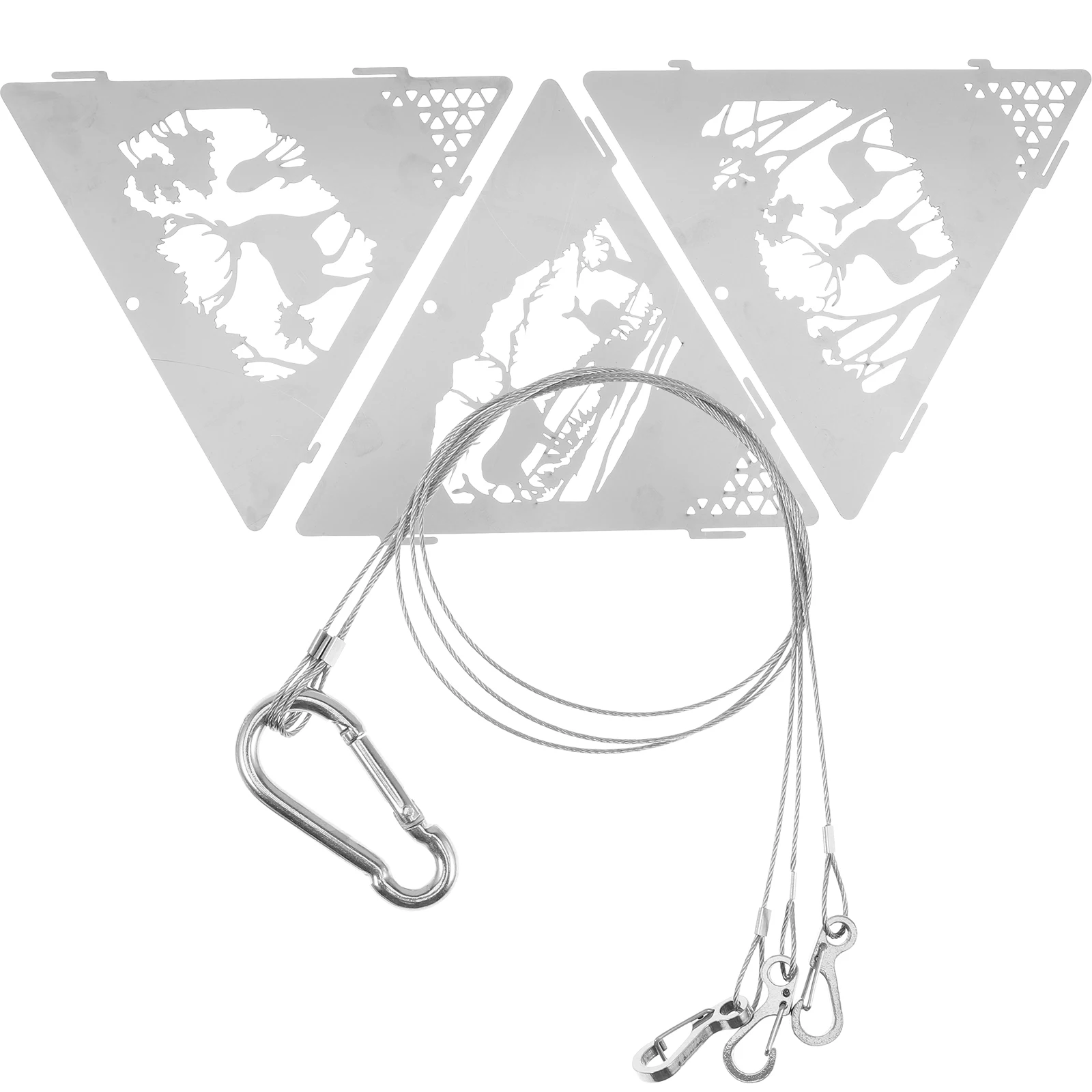 1 Set Camping Hanging Triangular Burning Platform Outdoor Triangular Brazier Tripod BBQ Grill Fold Firewood Burner Bonfire Stove