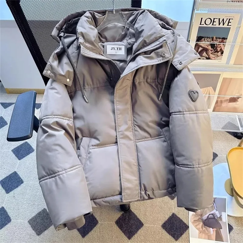 Veste courte à capuche pour femme, Parka optique, Coton rembourré, Combo féminin, Bouffante coréenne, Extérieur surdimensionné, Nouveau, Hiver 2024