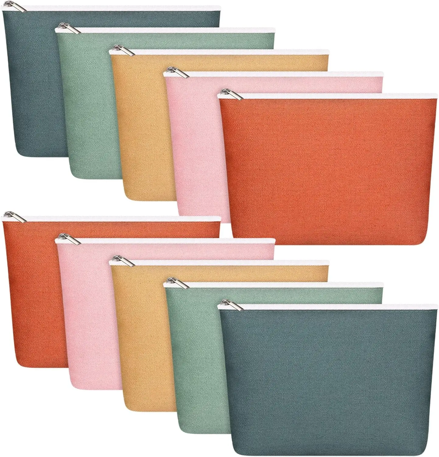 

Набор из 10 холщовых косметичек оптом для женщин: для косметики, туалетных принадлежностей, DIY-органайзеров. Идеальный подарок на свадьбу, девичник, День матери, выпускной.