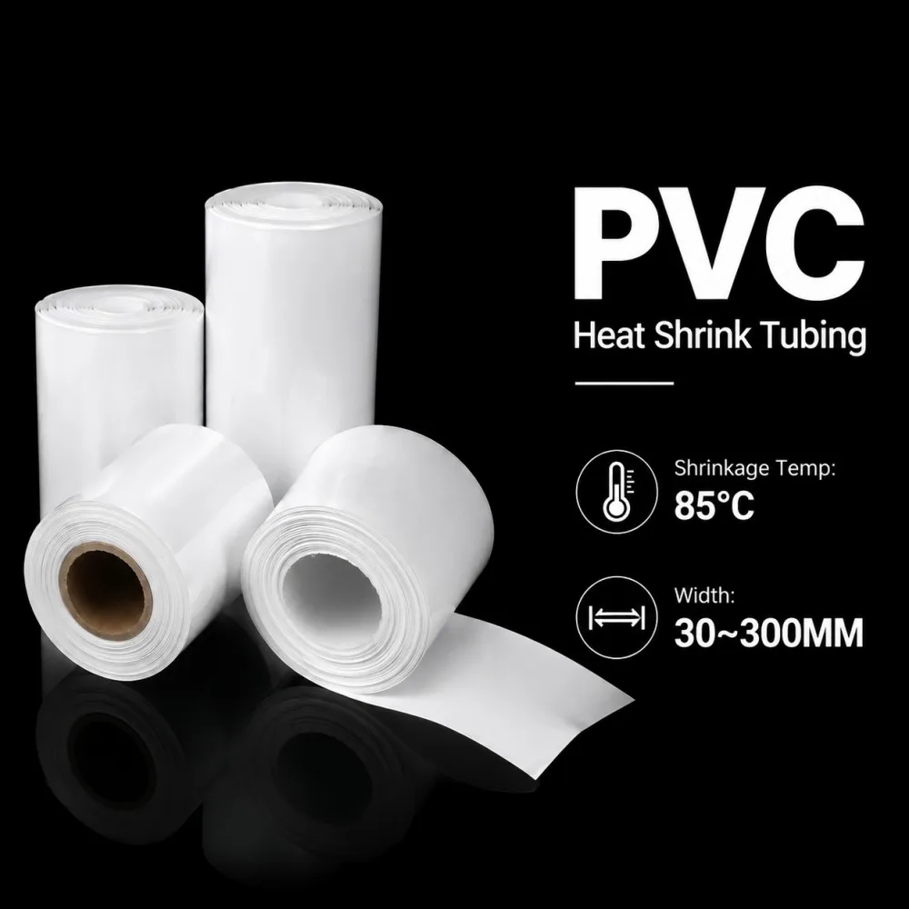 White PVC Of 18650 Battery Packs Cable Sleeve Width 30mm -300mm Heat Shrink Tube Shrink Insulated Shrink Tubing Battery Film