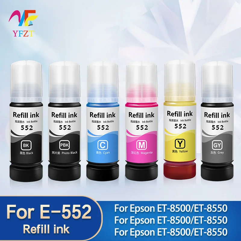 T552 552 E552 E-552 For EPSON Color Refill ink kit For EPSON ET-8500 ET-8550 Printer Refill Tinta Ink