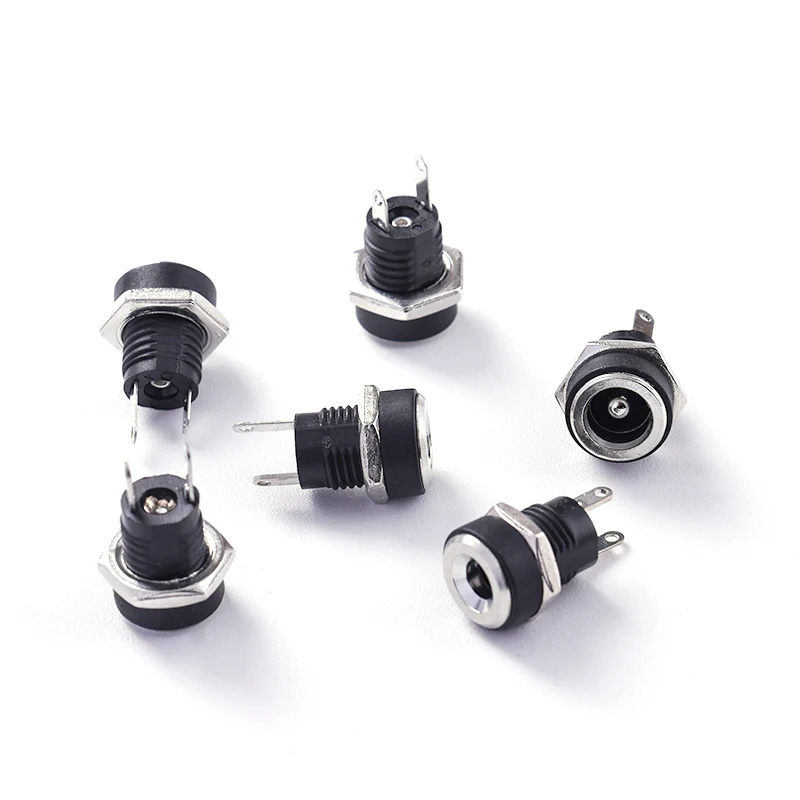 5pcs DC-022B Panel-Mount Female Socket Power Jack 5.5x2.1mm 2.5mm 3.5x1.3mm for Electronics