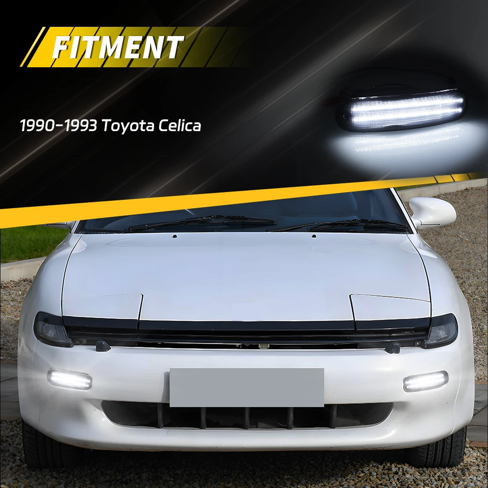 2Pcs For 1990 1991 1992 1993 Toyota Celica Front Bumper Parking Light DRL Light Turn With Sequential Dynamic LED Signal Light