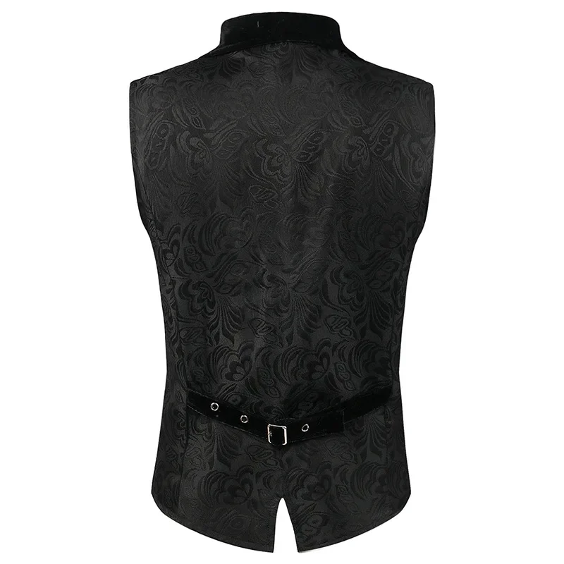 Steampunk Renaissance Cosplay Men Medieval Gothic Waistcoat Vest Vintage Vicotiran Jacquard Swallow Top Noble Fiveshell Costume