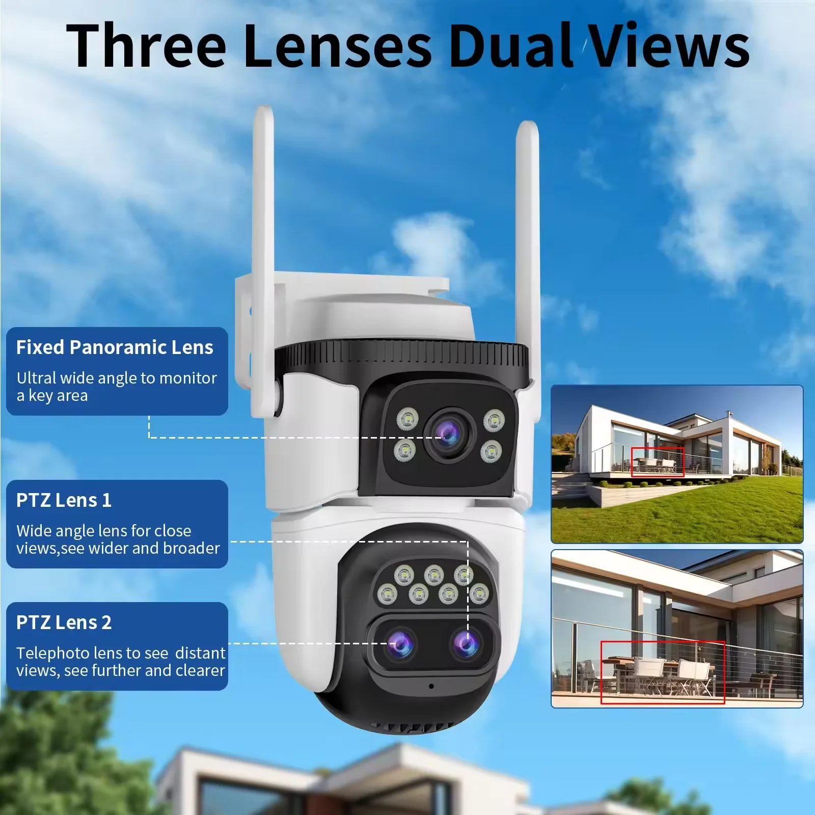 8K 15MP 10X Zoom Dual Screen 4G Solar Camera Outdoor Waterproof Automatic Tracking PTZ CCTV Surveillance Camera