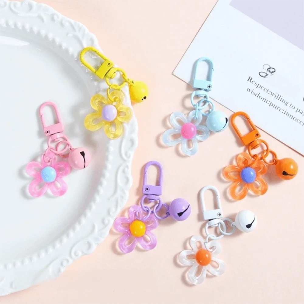 Cute Resin Flower Keychains Multi-Purpose Jelly Flower Earphone Case Pendant Hanging Jewelry Kid Gift