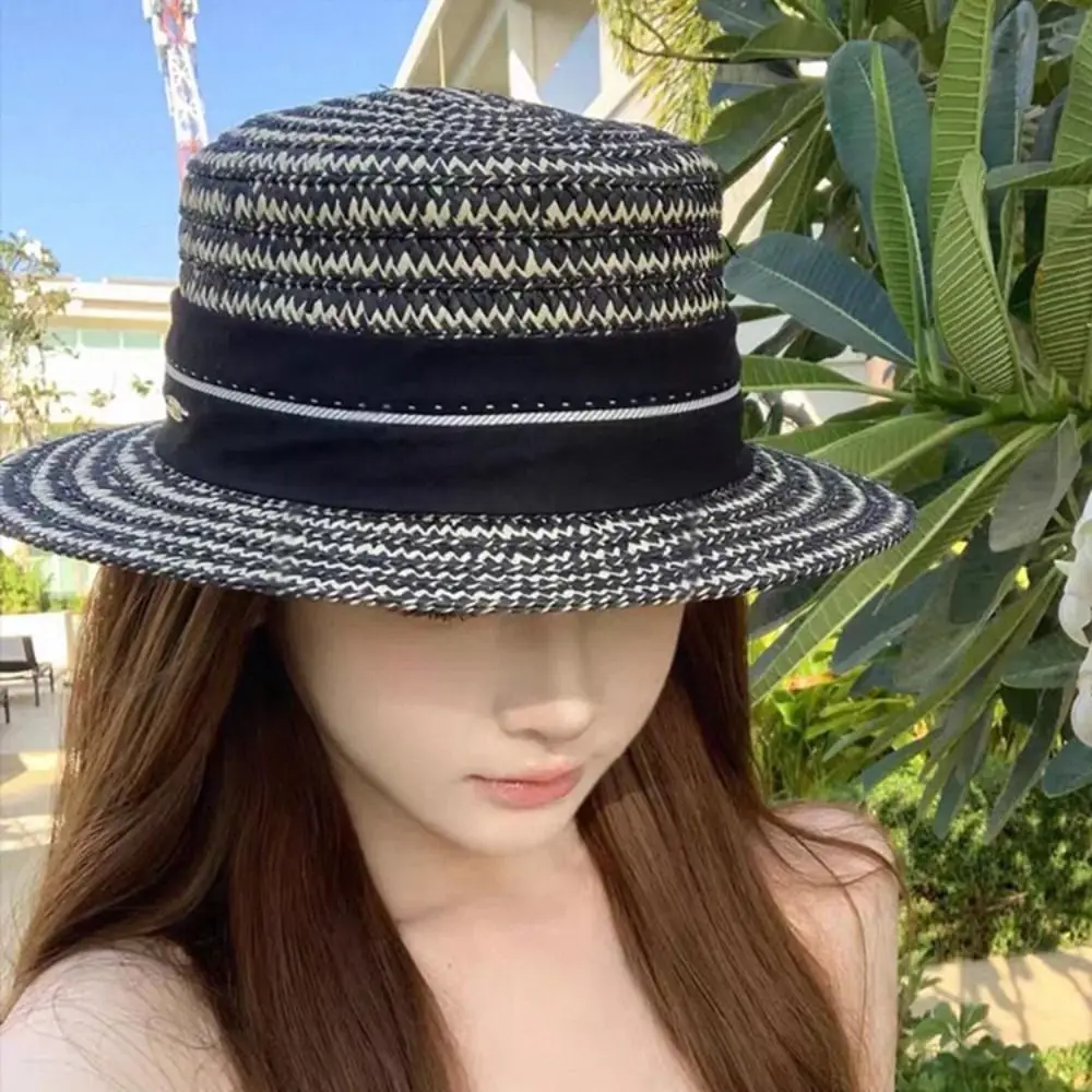 

Comfortable To Wear Boho Flat Top Straw Hat Visor Breathable Women's Sun Hats Lightweight Wide Brim Summer Formal Hat Summer