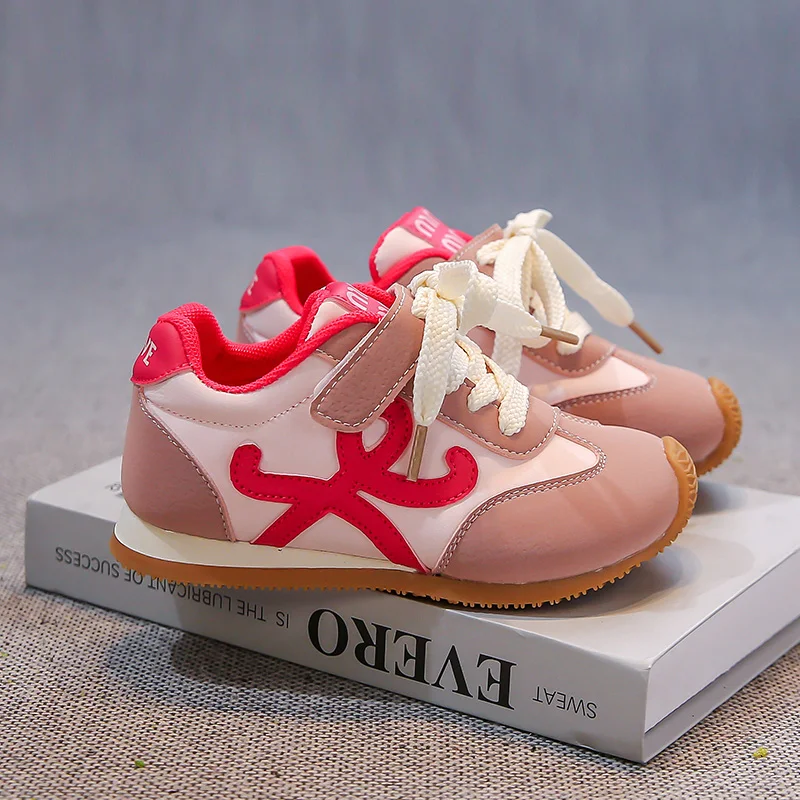 

Summer New Versatile Childrens Sports Shoes Lace Up Wear-resistant Running Shoes Fashionable Lightweight Elastic Casual Shoes