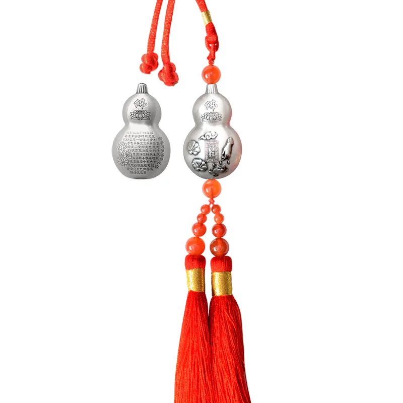 

999 silver gourd car hanging Ping An Buddha Lotus Heart Sutra car interior pendant