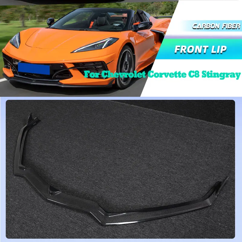 

Full Carbon Fiber Car Front Bumper Lip Spoiler for Chevrolet Corvette C8 Stingray 2-Door 2020-2024 Racing Front Lip Chin Apron
