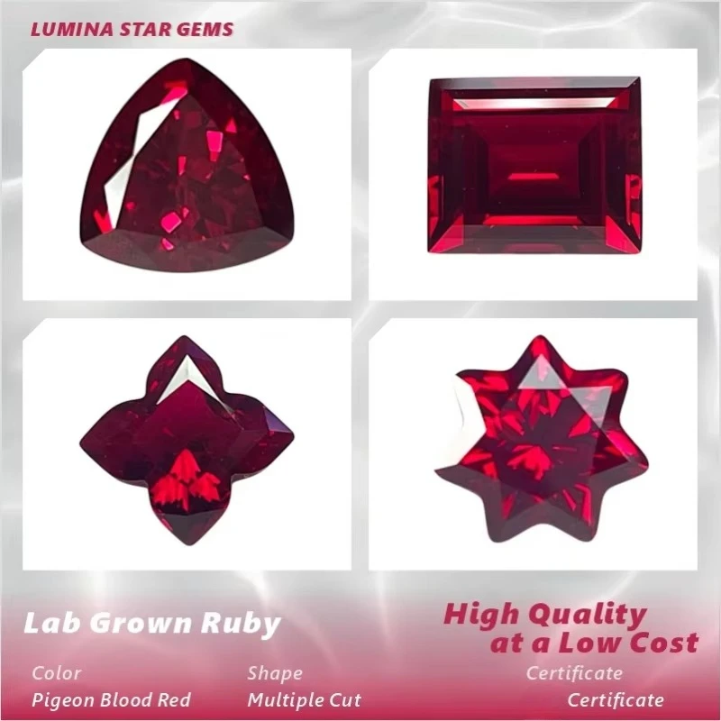 High Grade Lab Grown Ruby Pigeon Blood Red Multiple Cuts Ideal For Jewelry Setting Custom Design With Selectable Certificate