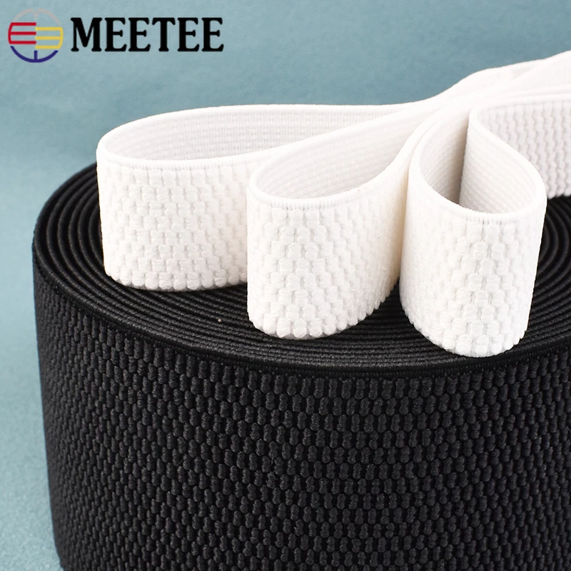 

1-5M Meetee 25-100mm Elastic Band Black White Stretch Ribbon Tape for Sewing Belt Waistband Rubber Bands DIY Garment Accessories